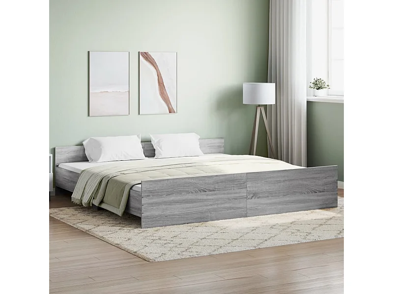 Lit-180x200 cm tête de lit et pied de lit sonoma gris EGGB56823
