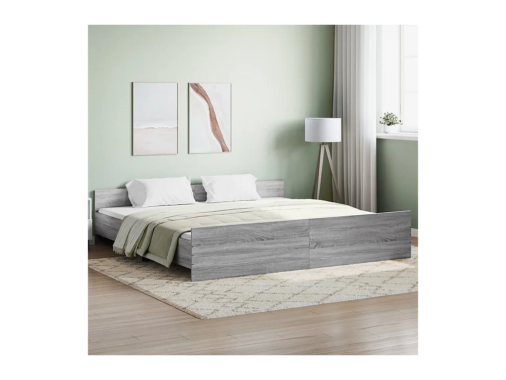 Lit-180x200 cm tête de lit et pied de lit sonoma gris EGGB56823