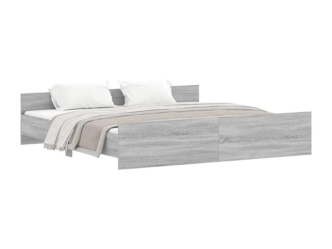 Lit-180x200 cm tête de lit et pied de lit sonoma gris EGGB56823