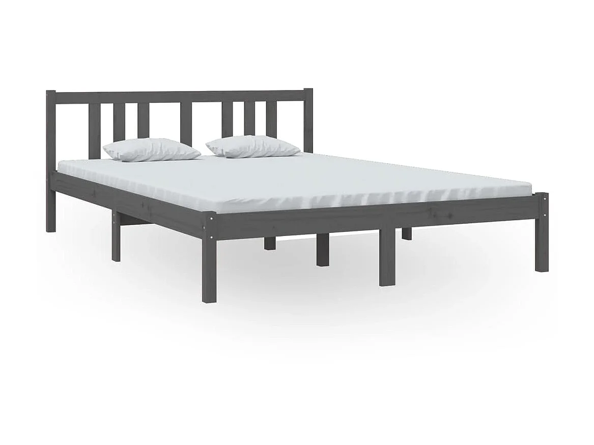 Cama 140x200 cm madeira maciça cinzento PT611245