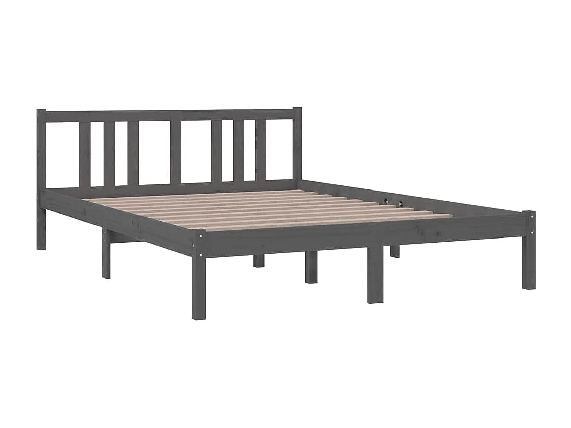 Cama 140x200 cm madeira maciça cinzento PT611245