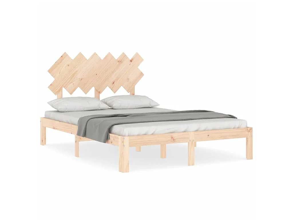 Lit-135x190 cm avec tête de lit double bois massif EGGB91693