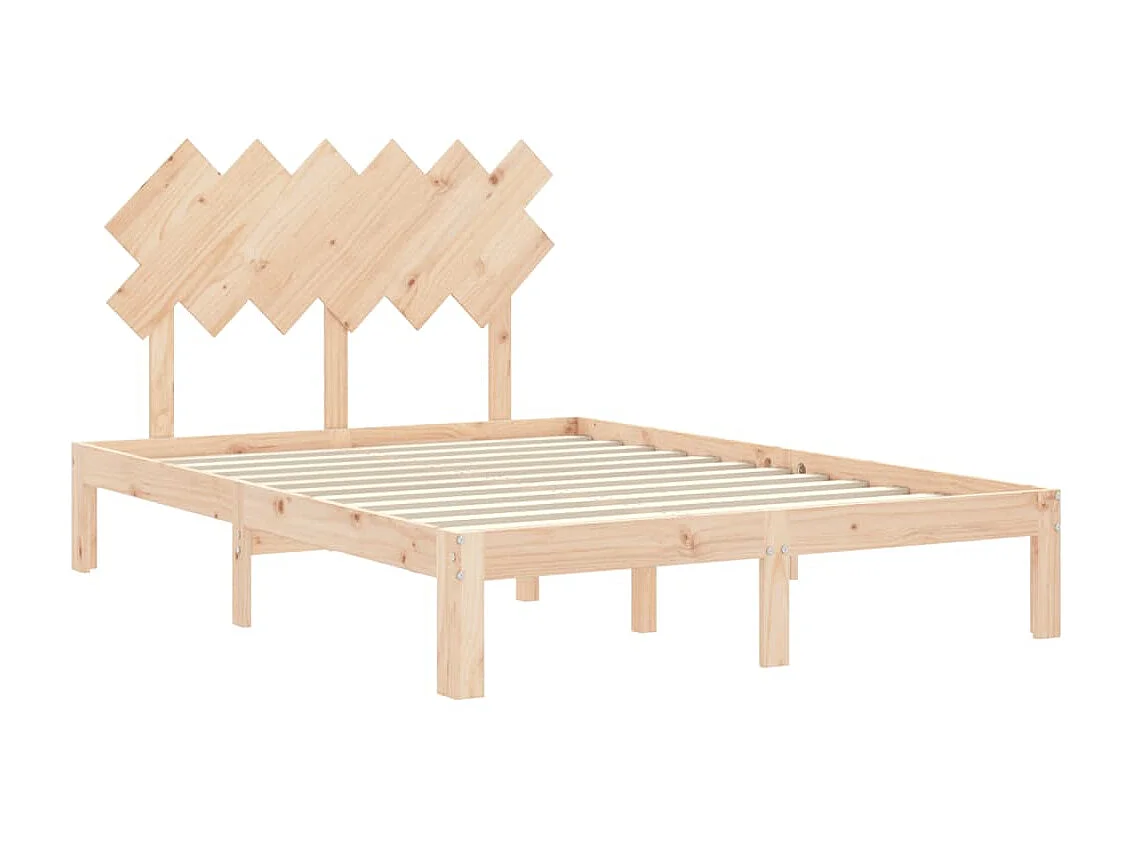 Lit-135x190 cm avec tête de lit double bois massif EGGB91693