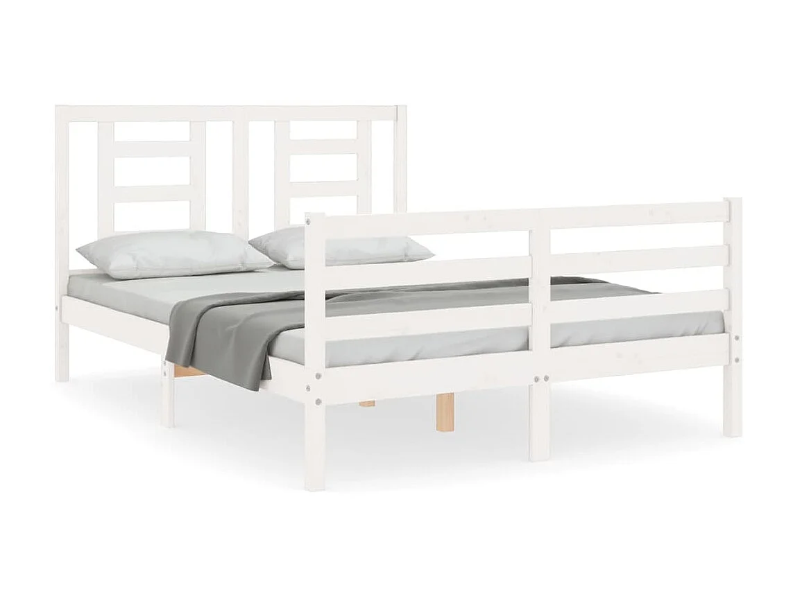 Cama 120x200 cm con cabecero madera maciza blanco ES54701