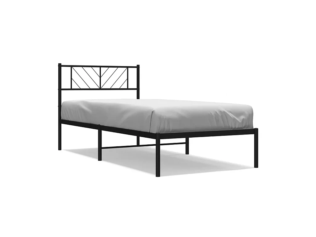 Lit-80x200 cm métal avec tête de lit noir EGGB87616