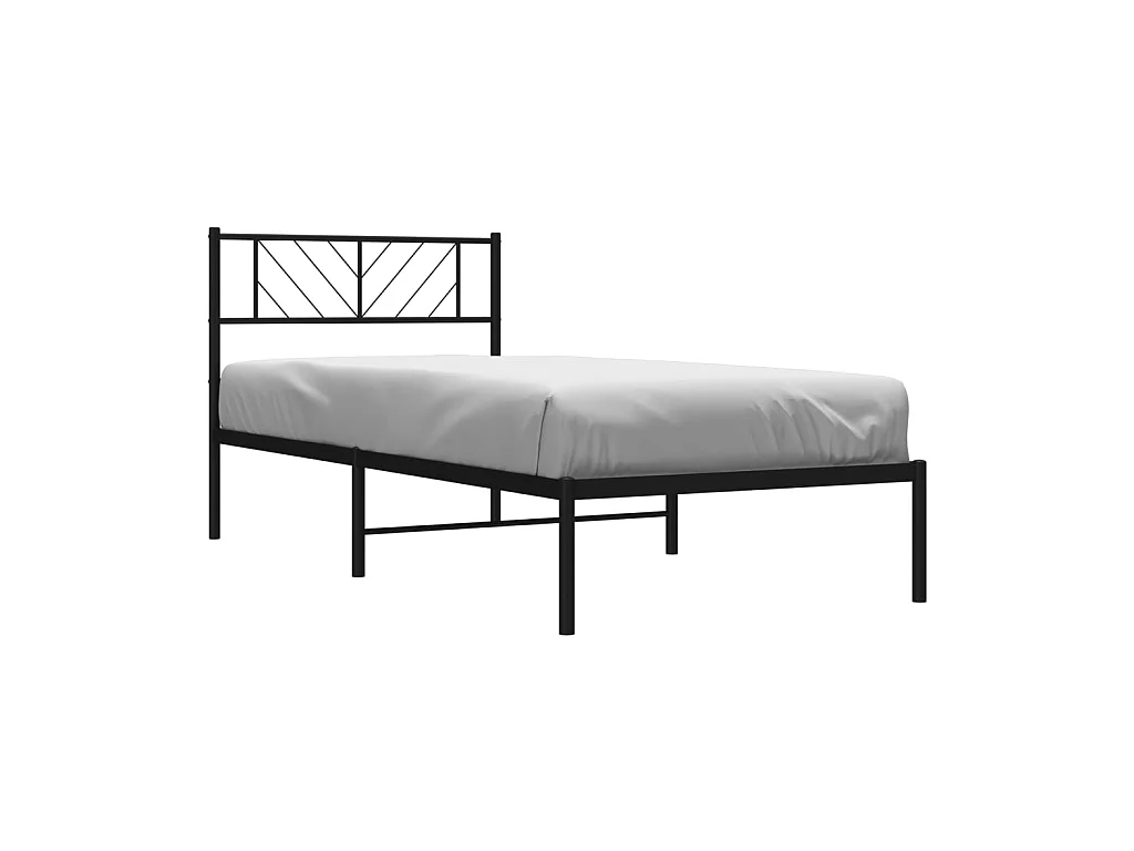 Lit-80x200 cm métal avec tête de lit noir EGGB87616