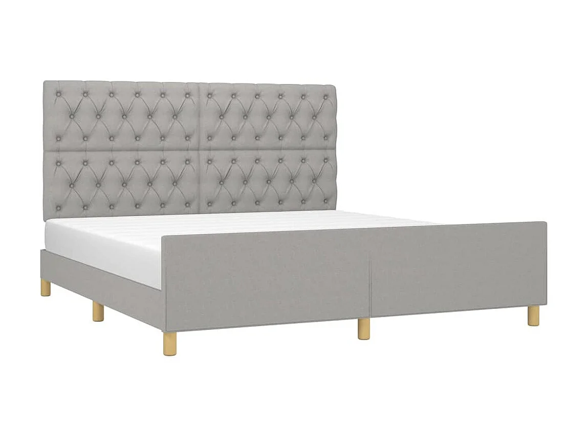 Lit-160x200 cm avec tête de lit Gris clair Tissu EGGB97501