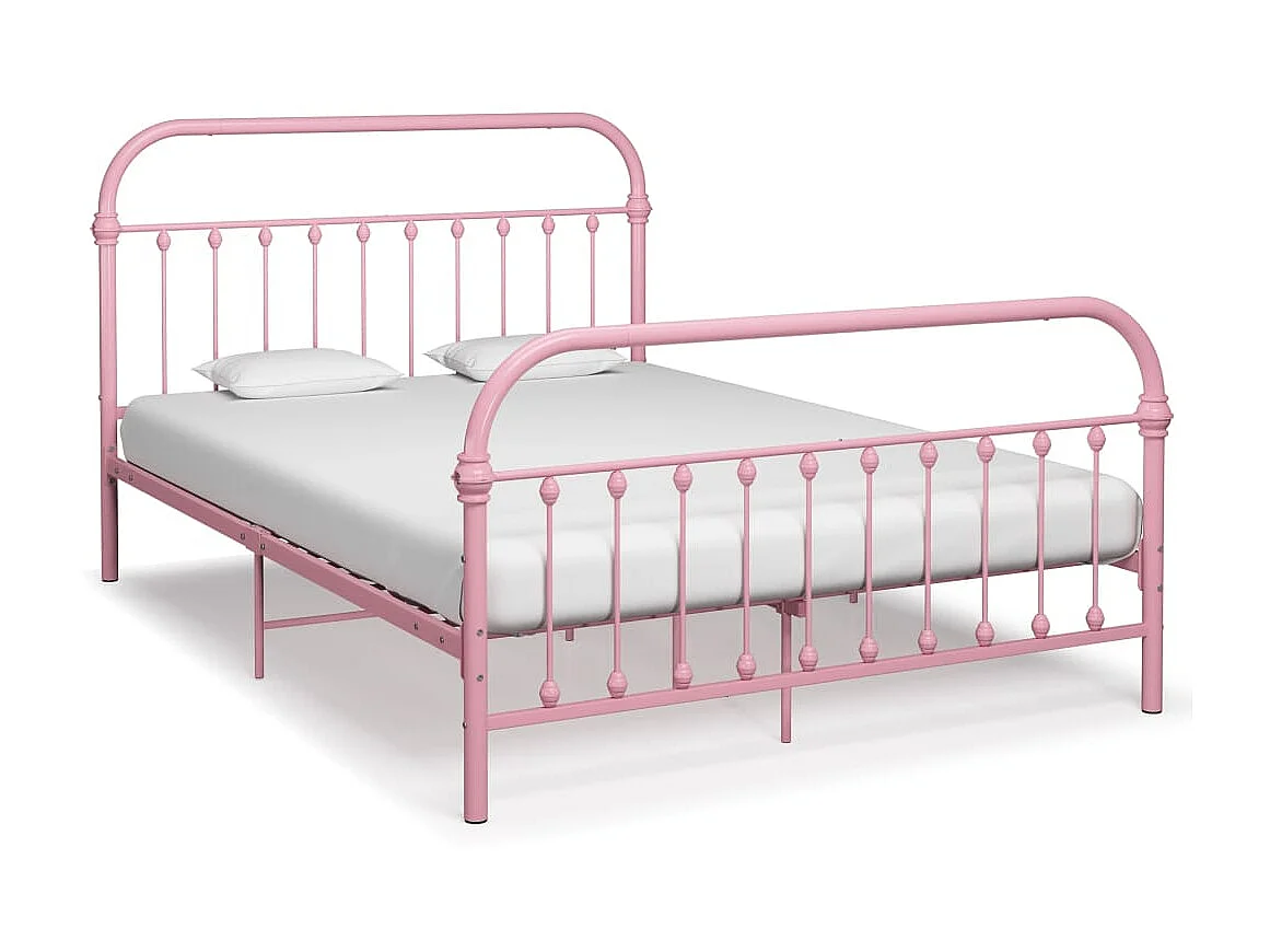 Cama 140x200 cm metal rosa PT219693