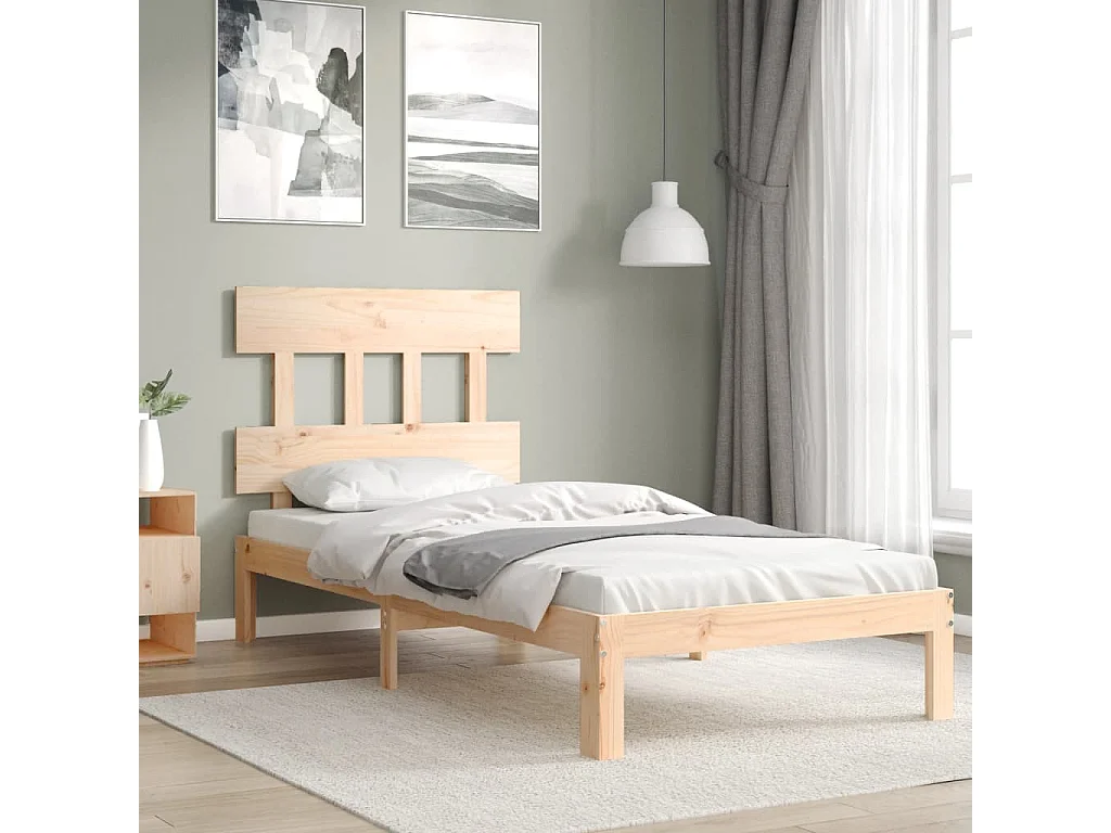 Lit-90x200 cm avec tête de lit bois massif EGGB35401