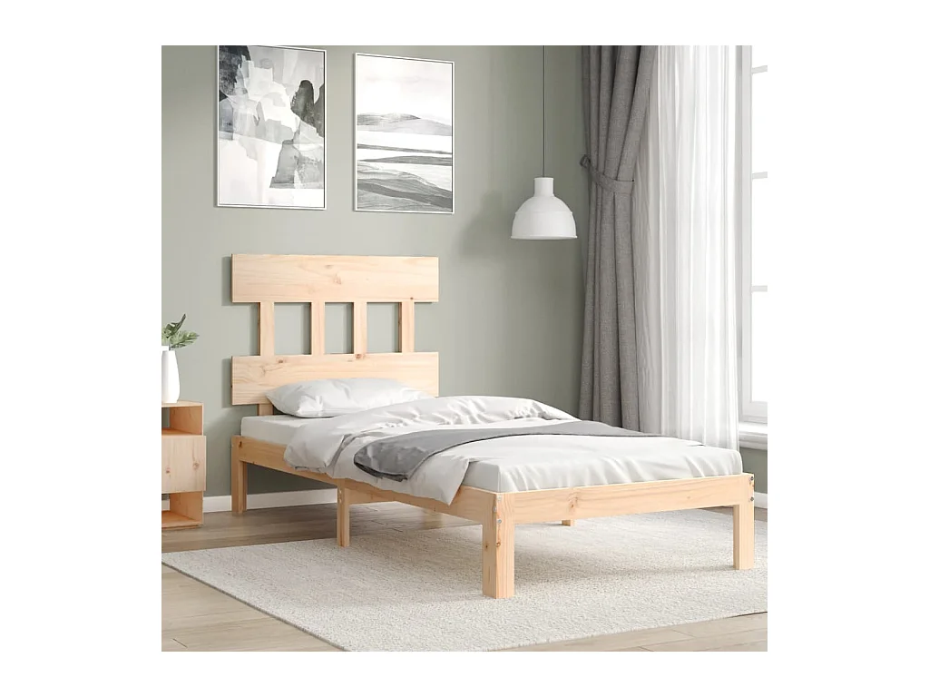 Lit-90x200 cm avec tête de lit bois massif EGGB35401