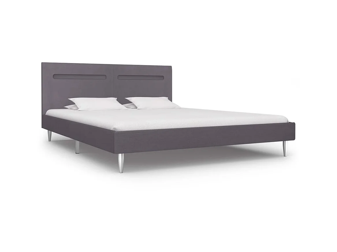Lit-180x200 cm avec LED Gris Tissu EGGB49790