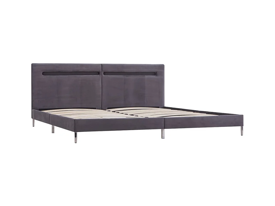 Lit-180x200 cm avec LED Gris Tissu EGGB49790