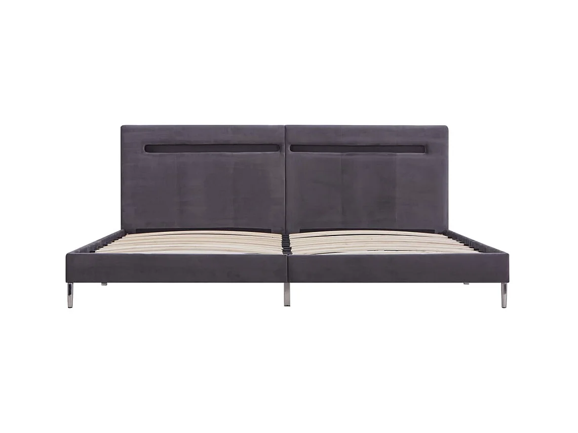 Lit-180x200 cm avec LED Gris Tissu EGGB49790