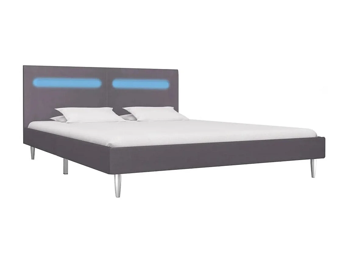 Lit-180x200 cm avec LED Gris Tissu EGGB49790