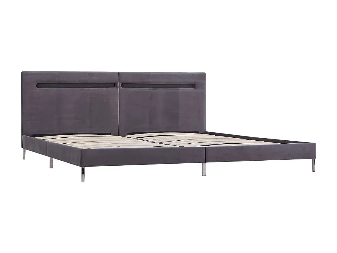 Lit-180x200 cm avec LED Gris Tissu EGGB49790