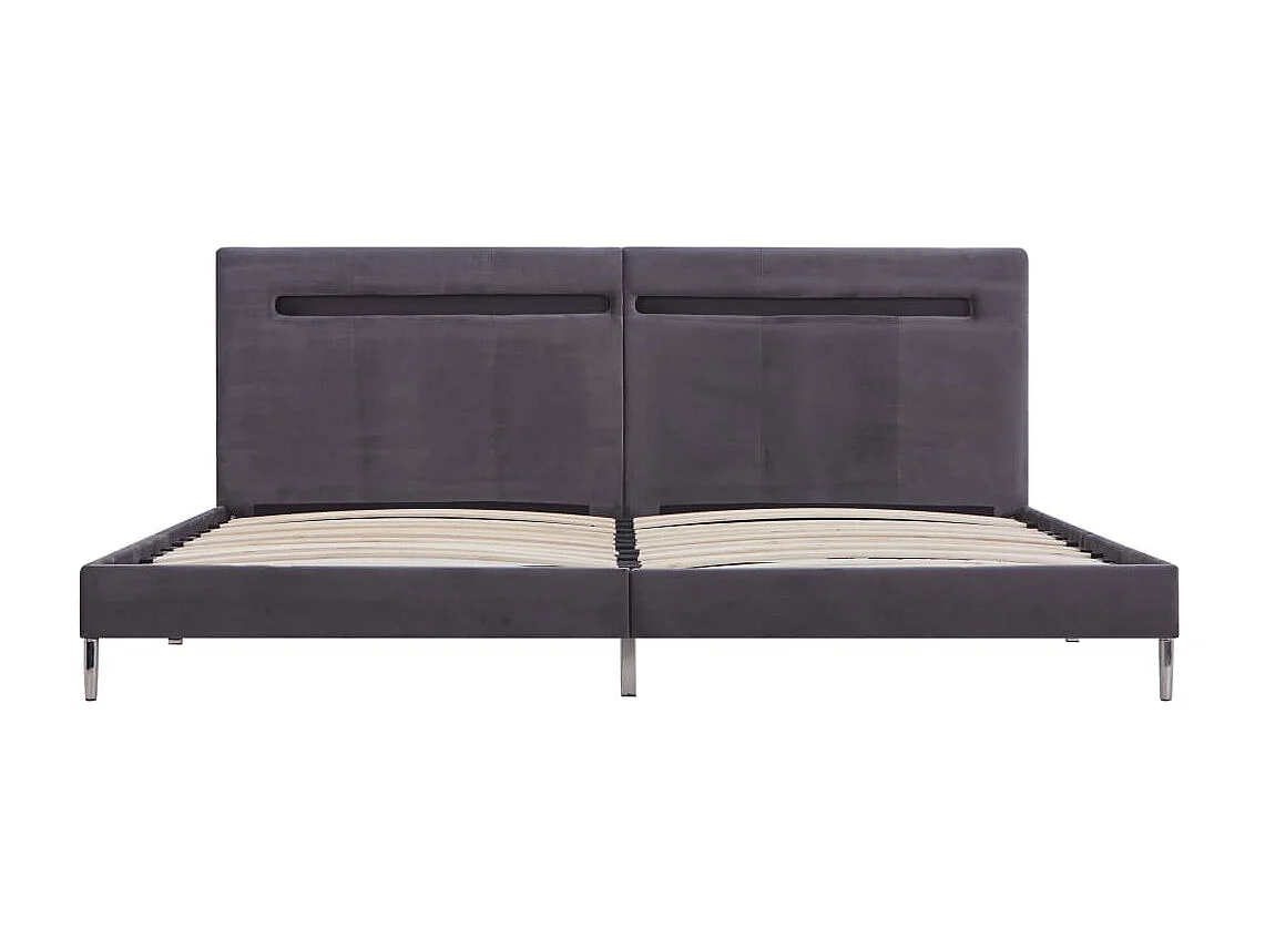 Lit-180x200 cm avec LED Gris Tissu EGGB49790