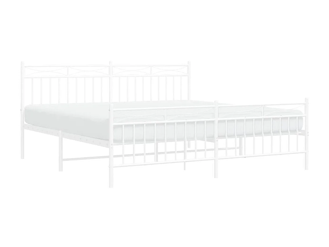 Cama com cabeceira e pés 183x213 cm metal branco PT530972