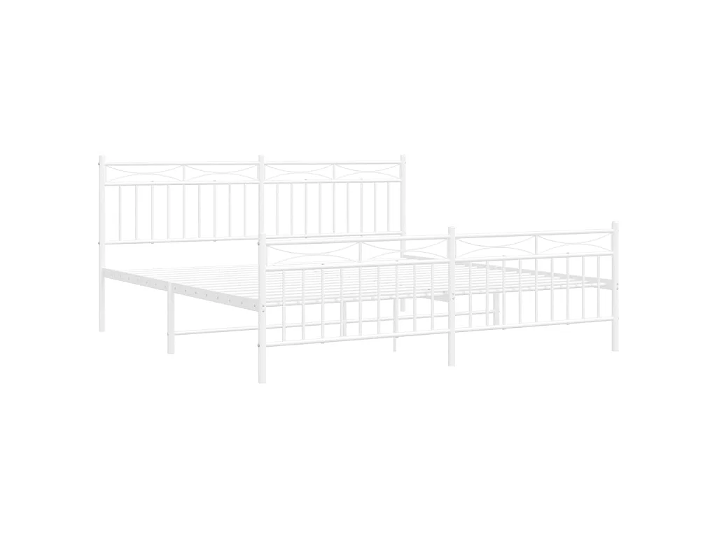 Lit-183x213 cm métal avec tête de lit/pied de lit blanc EGGB67149