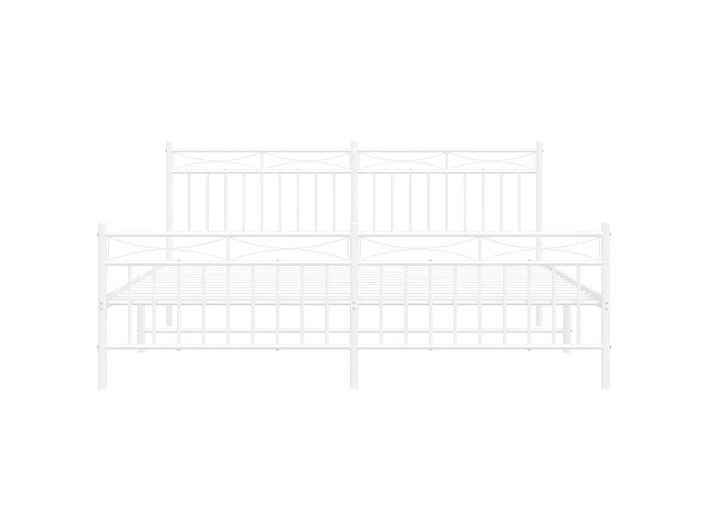 Lit-183x213 cm métal avec tête de lit/pied de lit blanc EGGB67149