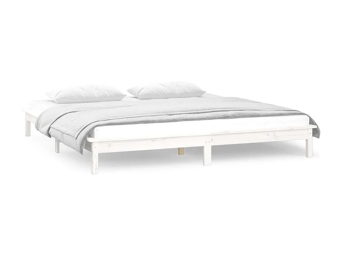 Lit-140x190 cm à LED blanc bois massif EGGB51336