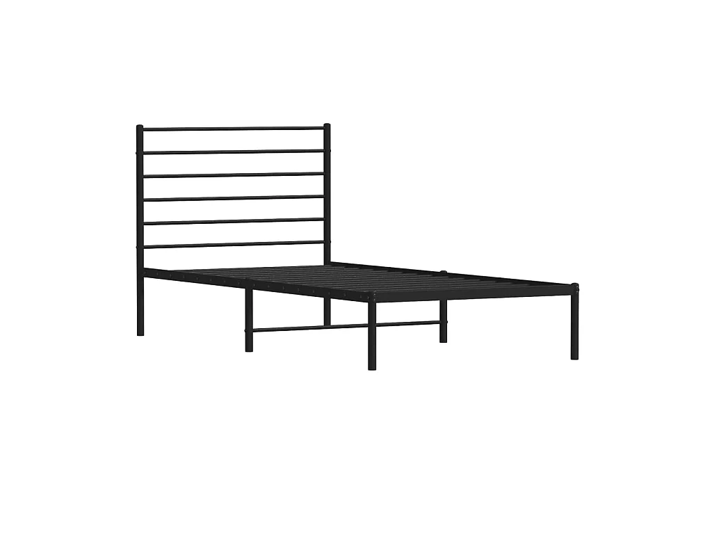 Lit-100x200 cm métal avec tête de lit noir EGGB16374