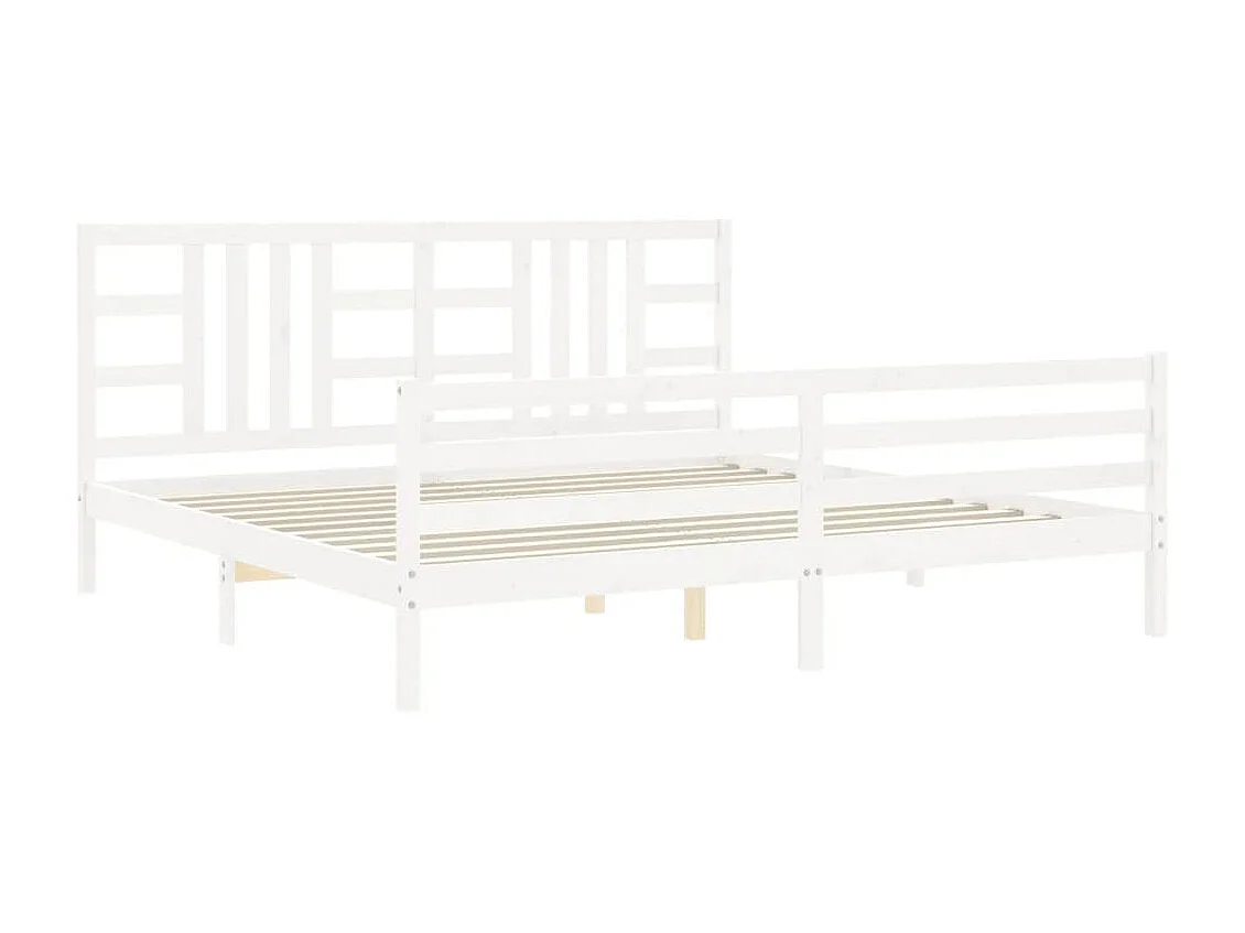 Cama com cabeceira 200x200cm madeira maciça branco PT263216