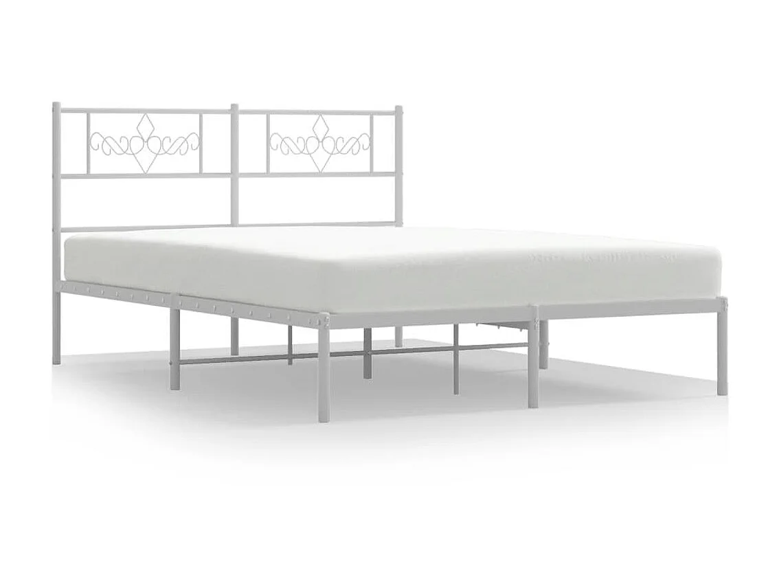Lit-140x190 cm métal avec tête de lit blanc EGGB35748
