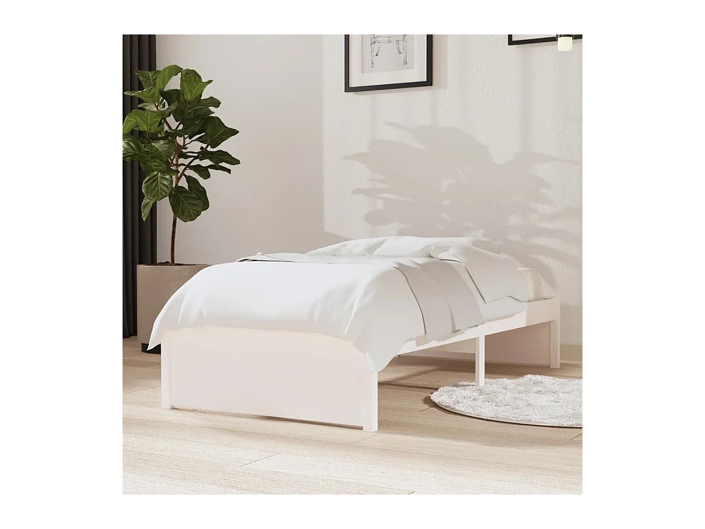 Lit-75x190 cm Blanc Bois massif Petit simple EGGB44156