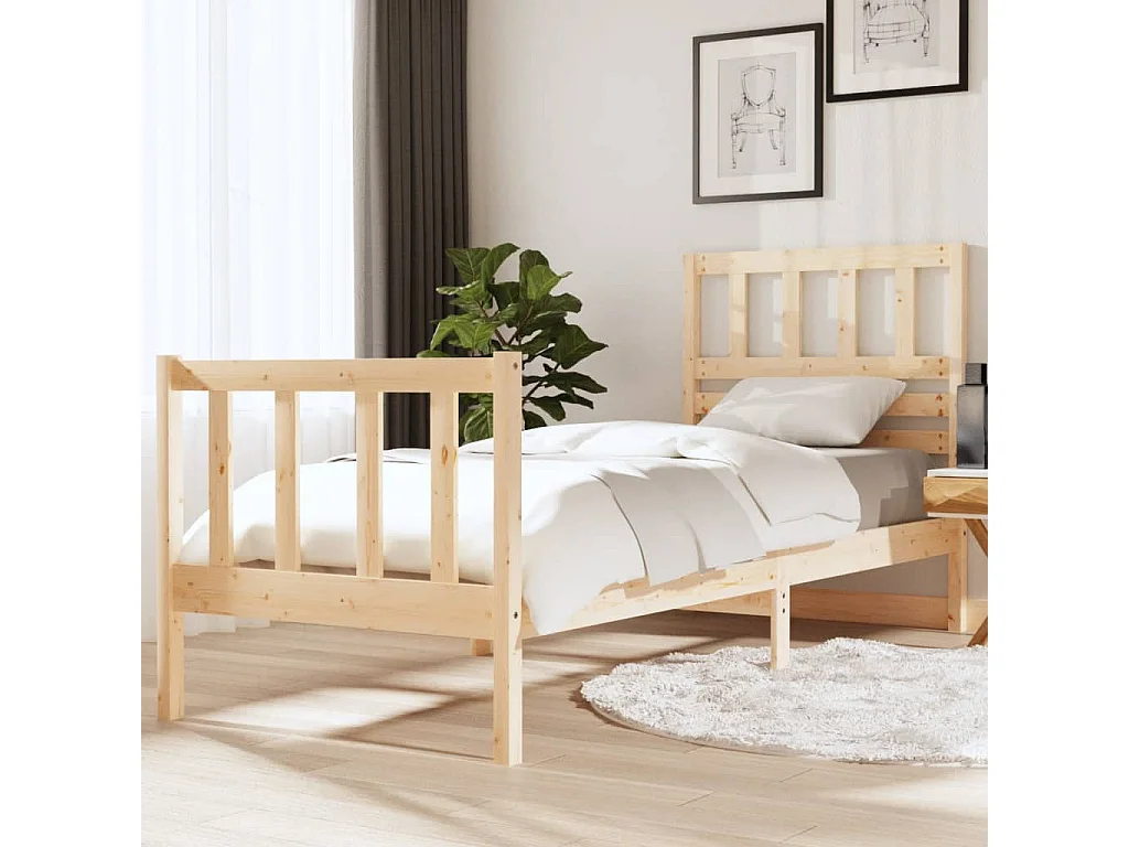 Cama pequena solteiro 75x190 cm madeira maciça PT621265