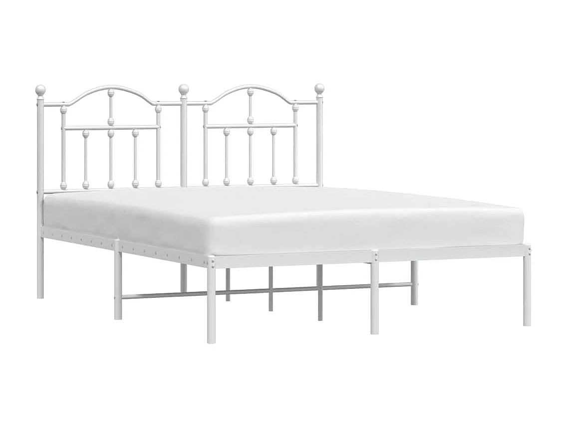 Cama com cabeceira 140x190 cm metal branco PT239764