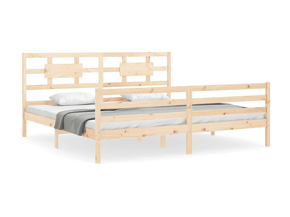 Lit-200x200 cm avec tête de lit bois massif EGGB80444