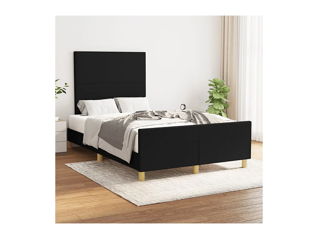Lit-120x200 cm avec tête de lit Noir Tissu EGGB34695