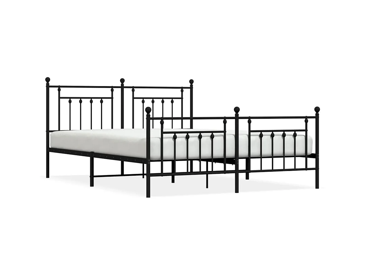 Cama com cabeceira e pés 180x200 cm metal preto PT218516
