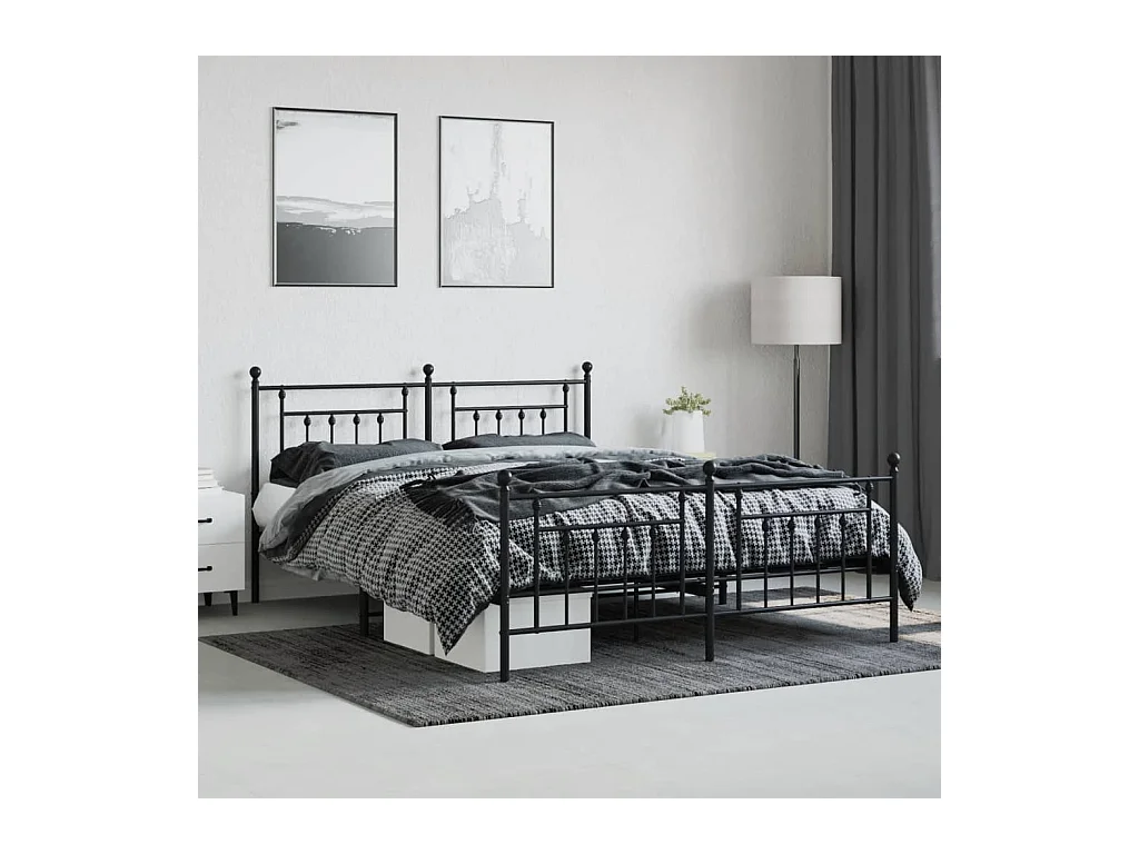 Cama com cabeceira e pés 180x200 cm metal preto PT218516