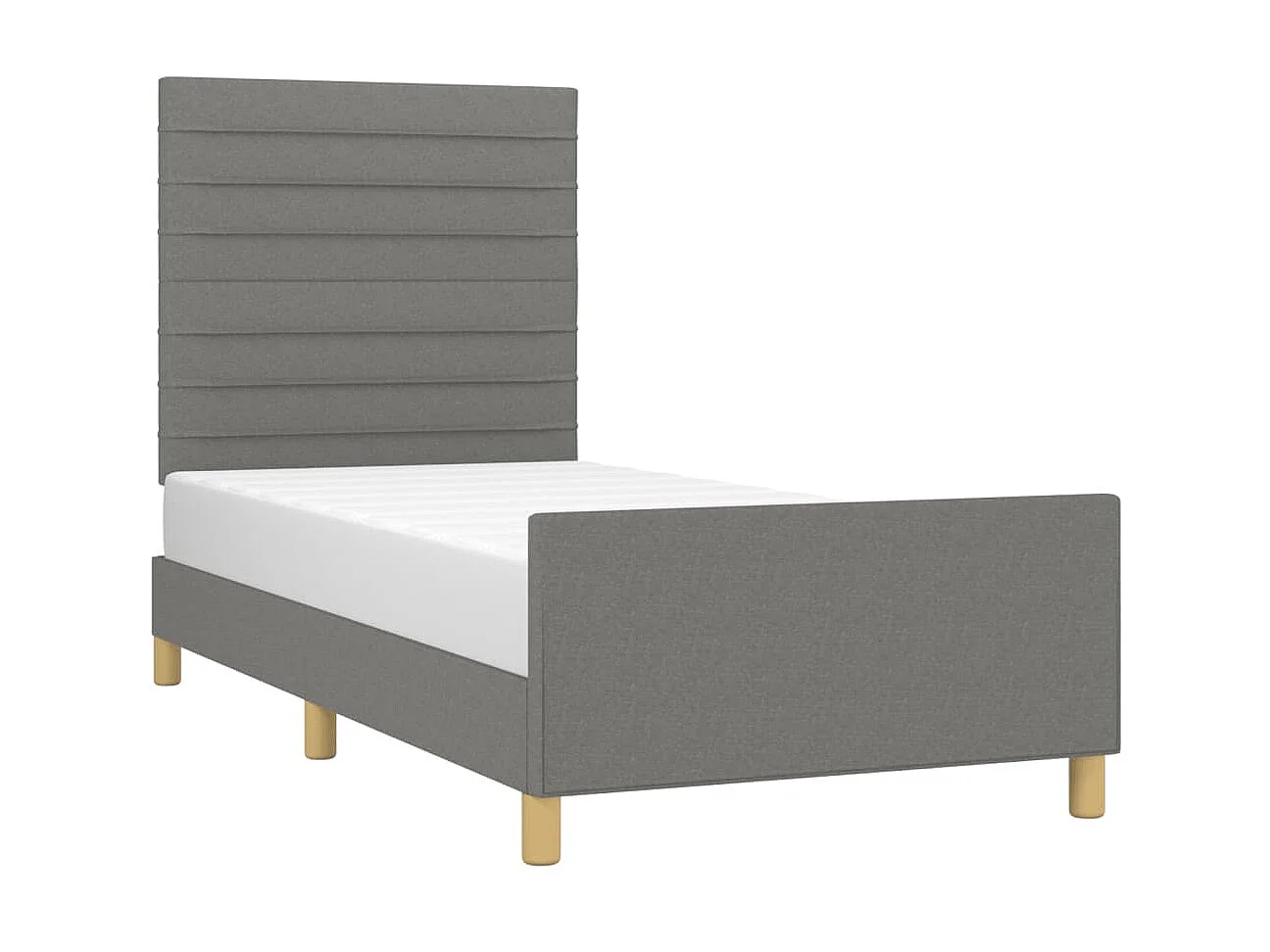 Lit-90x190 cm avec tête de lit Gris foncé Tissu EGGB54943
