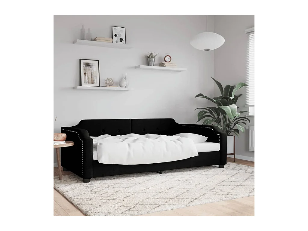 Lit-90x200 cm de repos noir tissu EGGB10688