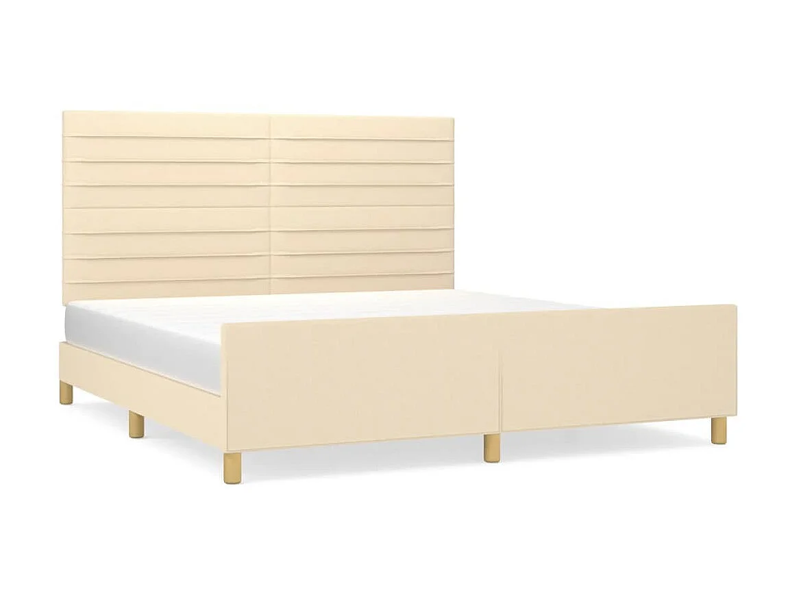 Bedframe met hoofdeinde stof crèmekleurig 180x200 cm NL38659