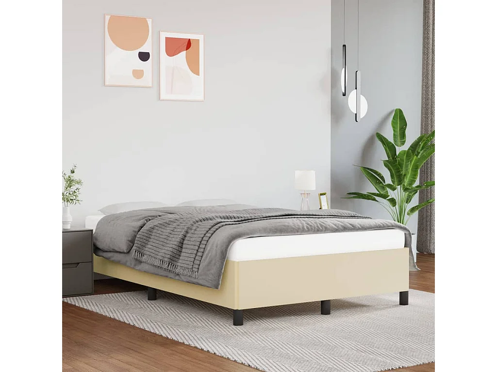 Lit-120x200 cm Crème Similicuir EGGB81654