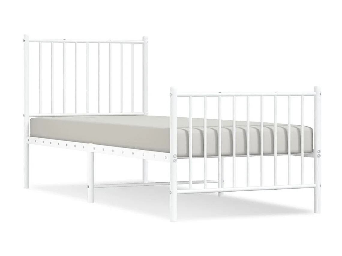 Lit-80x200 cm métal avec tête de lit/pied de lit blanc EGGB16735