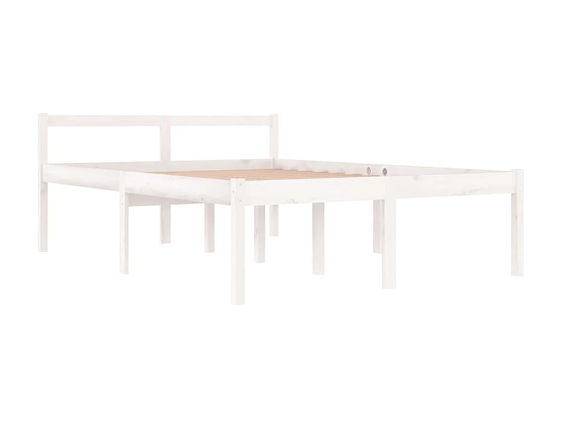 Lit-135x190 cm pour personne âgée blanc double bois massif pin EGGB79699