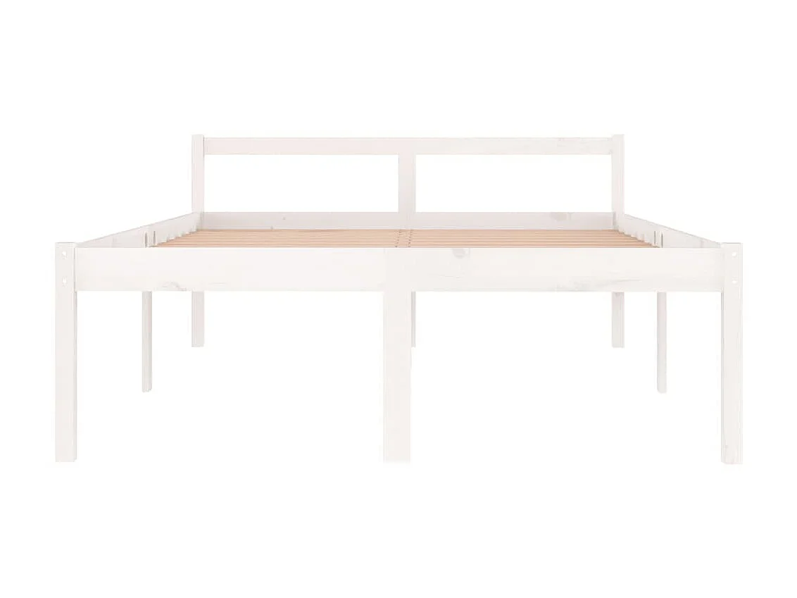 Lit-135x190 cm pour personne âgée blanc double bois massif pin EGGB79699