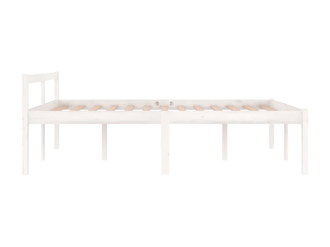 Lit-135x190 cm pour personne âgée blanc double bois massif pin EGGB79699