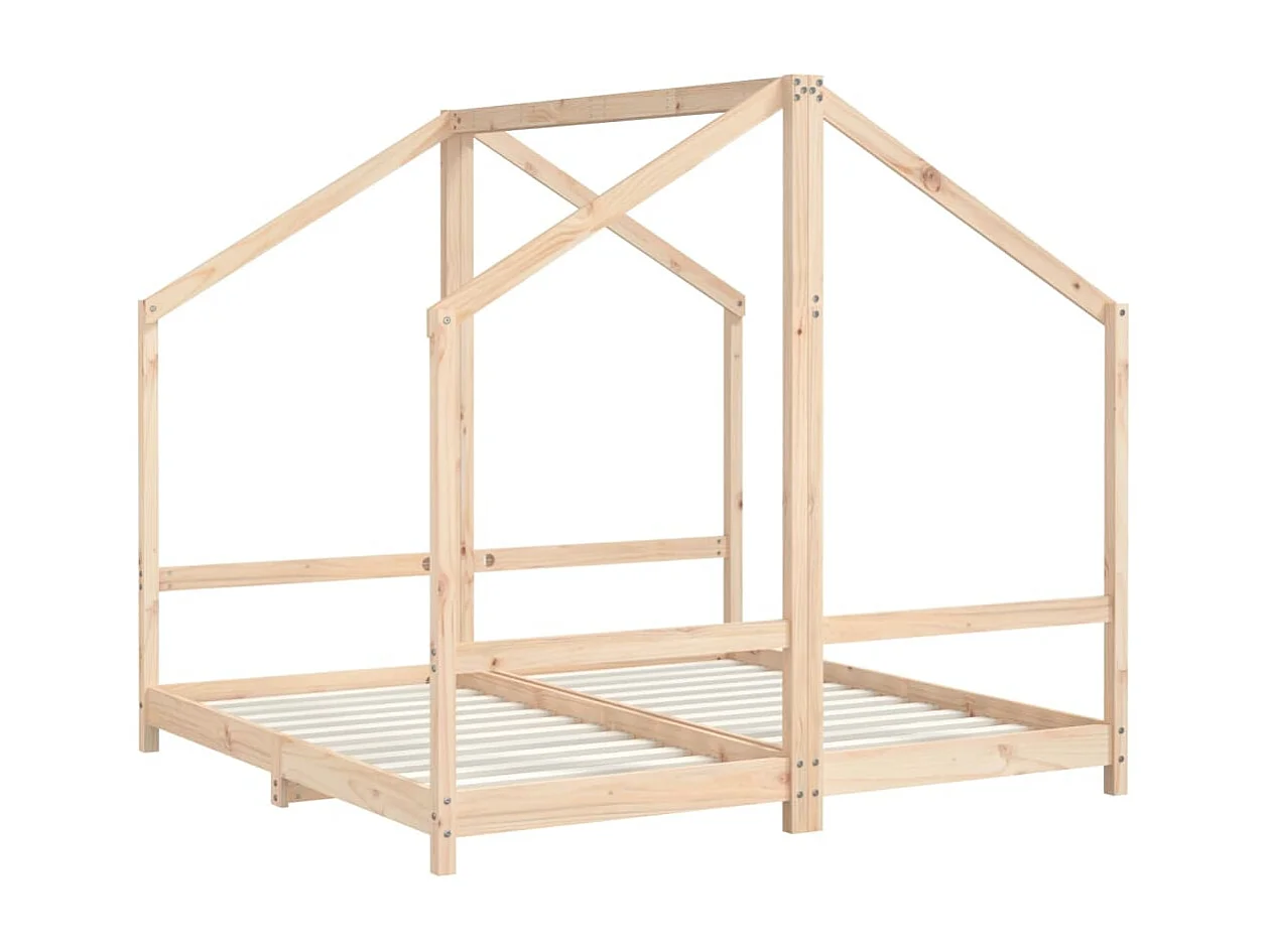 Lit-2x(80x160) cm pour enfant bois de pin massif EGGB24288