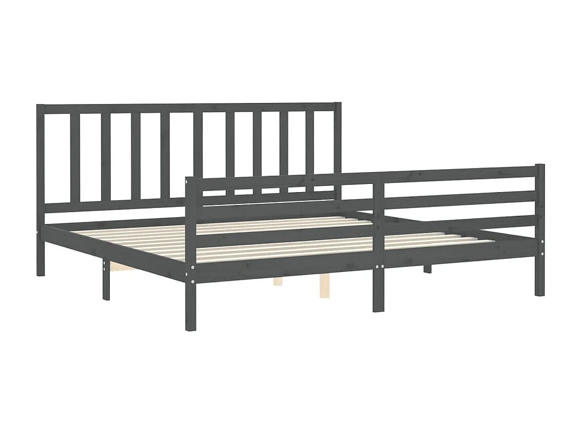 Bedframe met hoofdbord massief hout grijs 200x200 cm NL28861