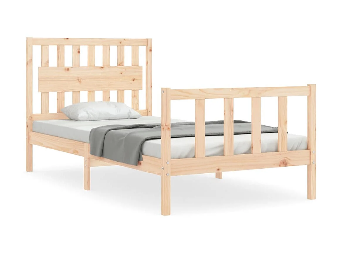 Cama com cabeceira 100x200 cm madeira maciça PT523974