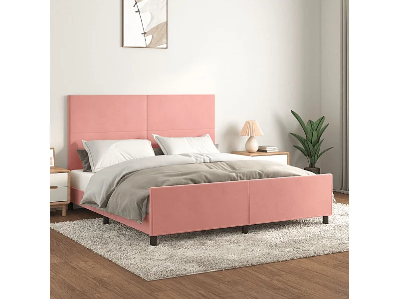 Lit-160x200 cm avec tête de lit Rose Velours EGGB26072