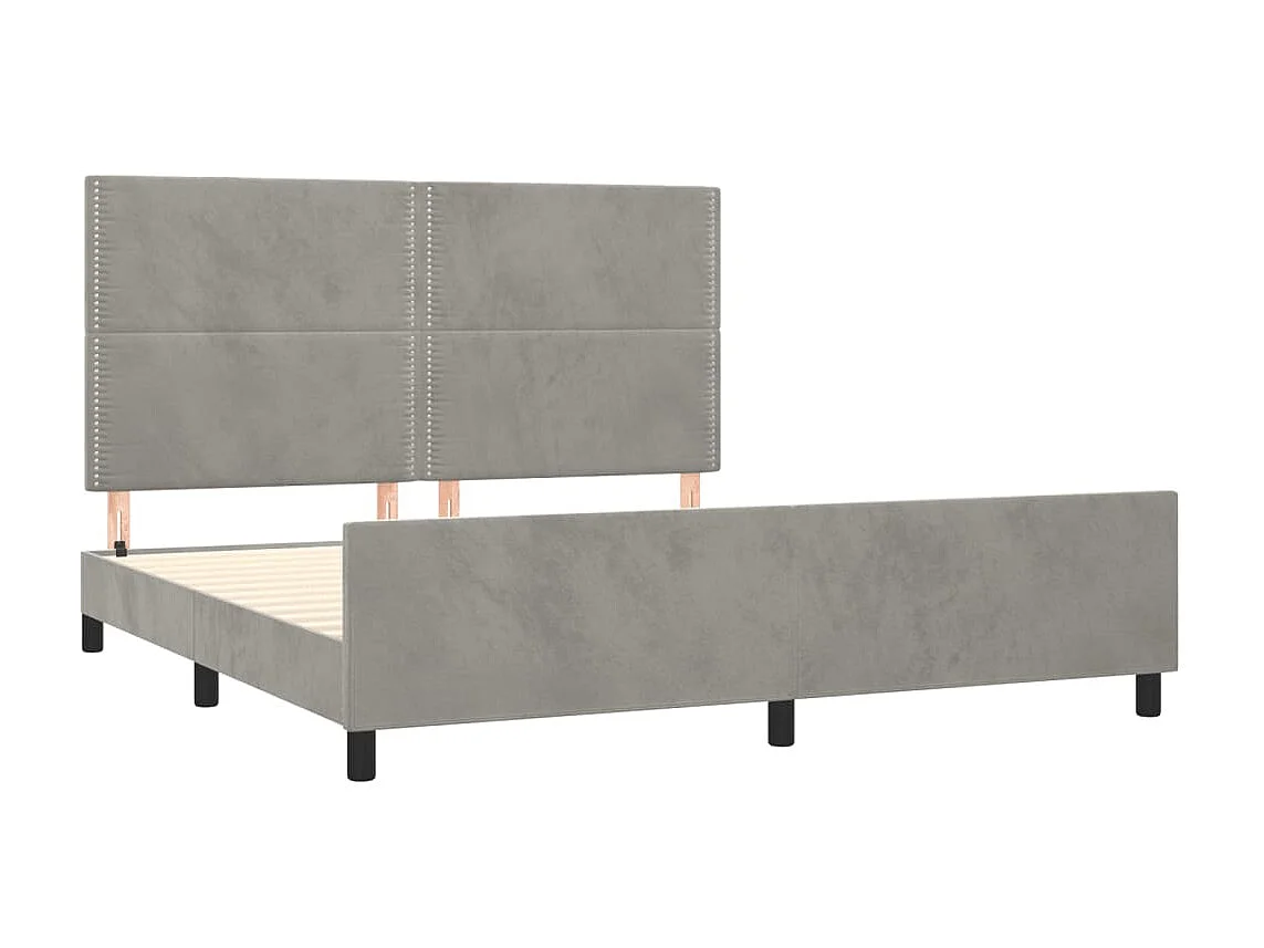 Lit-180x200 cm avec tête de lit Gris clair Velours EGGB67806