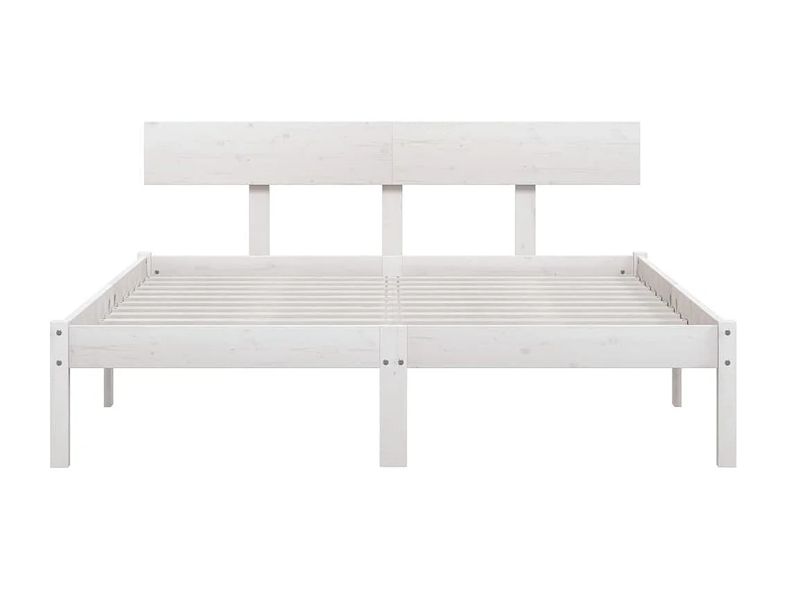 Lit-140x190 cm Blanc Bois de pin massif EGGB45652