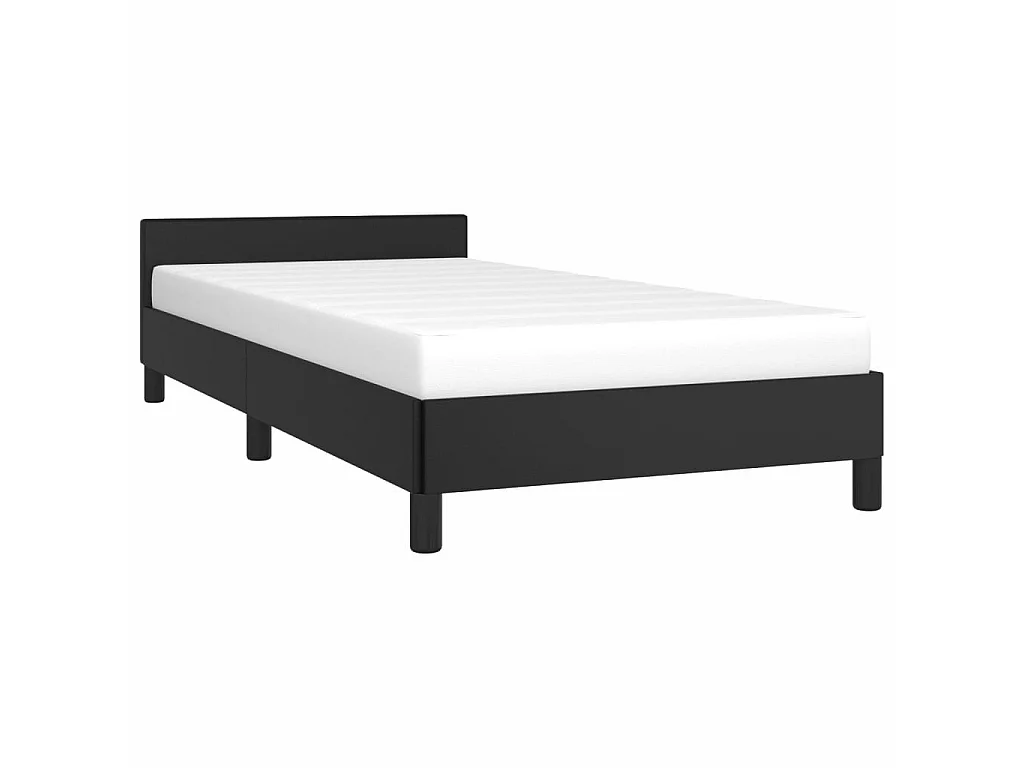 Lit-100x200 cm avec tête de lit Noir Similicuir EGGB82446