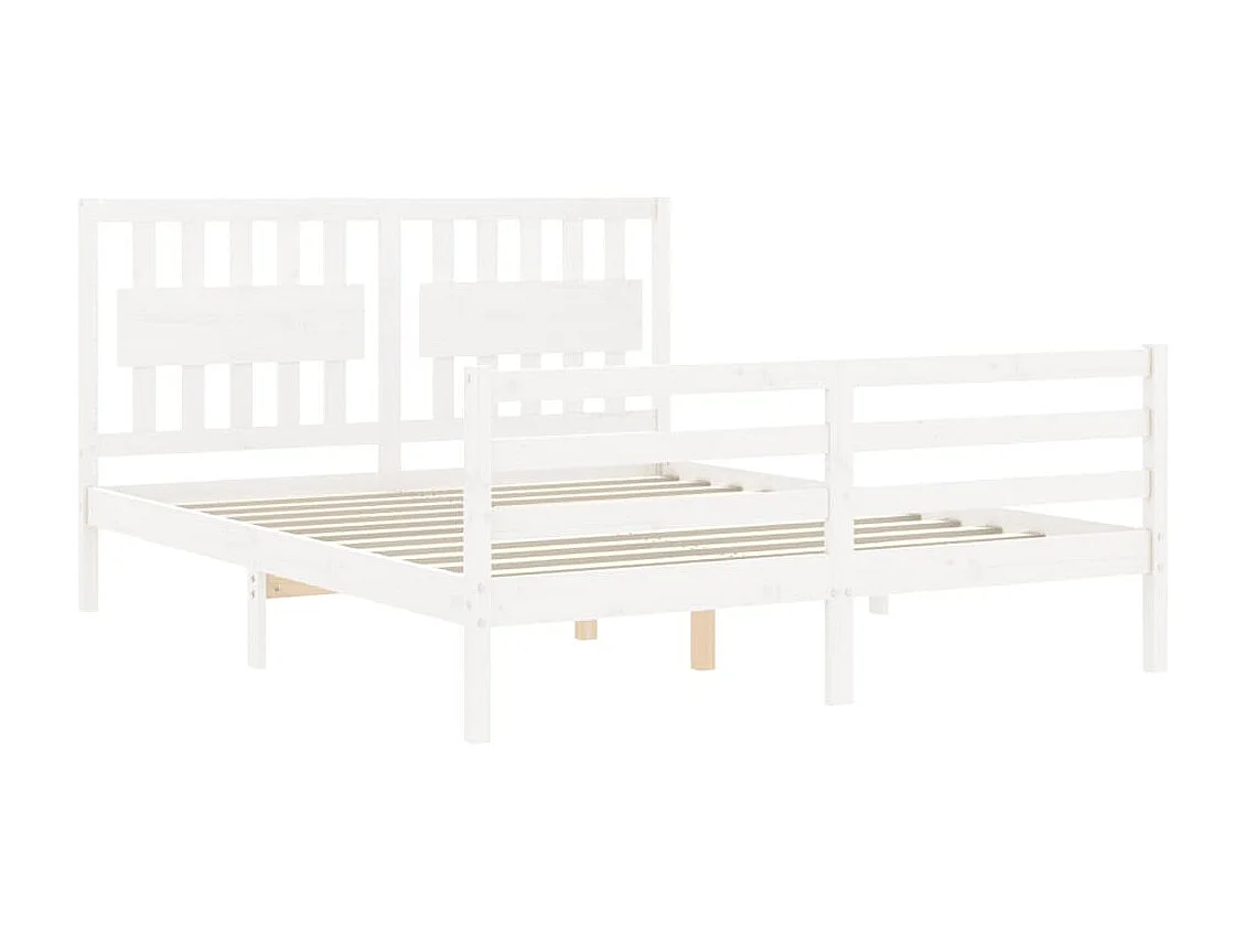 Lit-160x200 cm avec tête de lit blanc bois massif EGGB35306